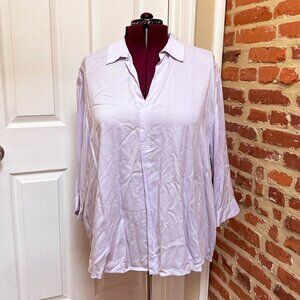 NWT Lord & Taylor Relaxed Artists Smock Style Soft Challis Blouse in Pastel Iris